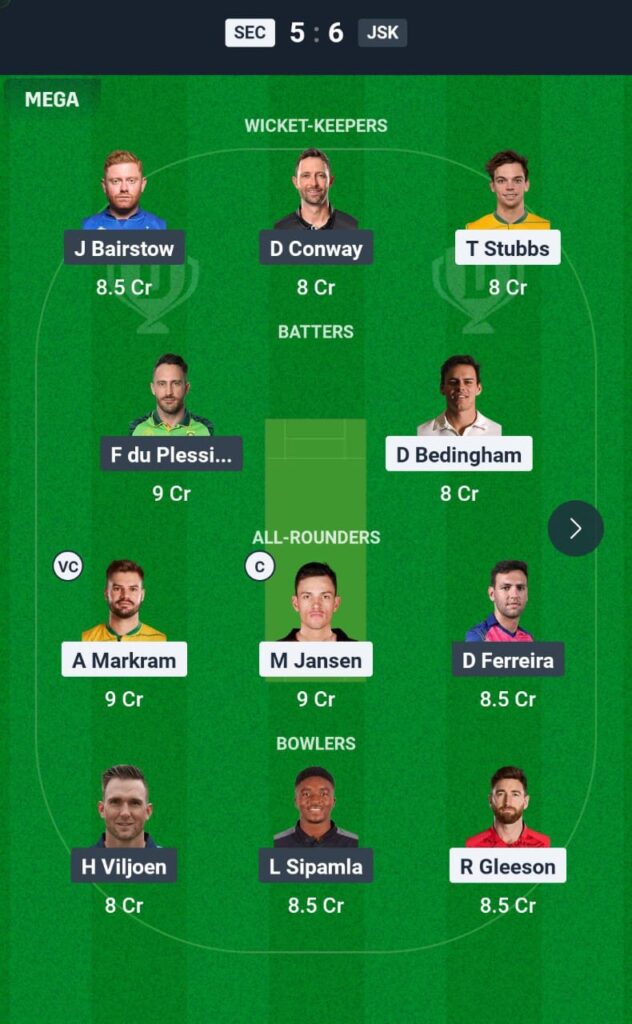 SEC vs JSK Dream11 Prediction 2