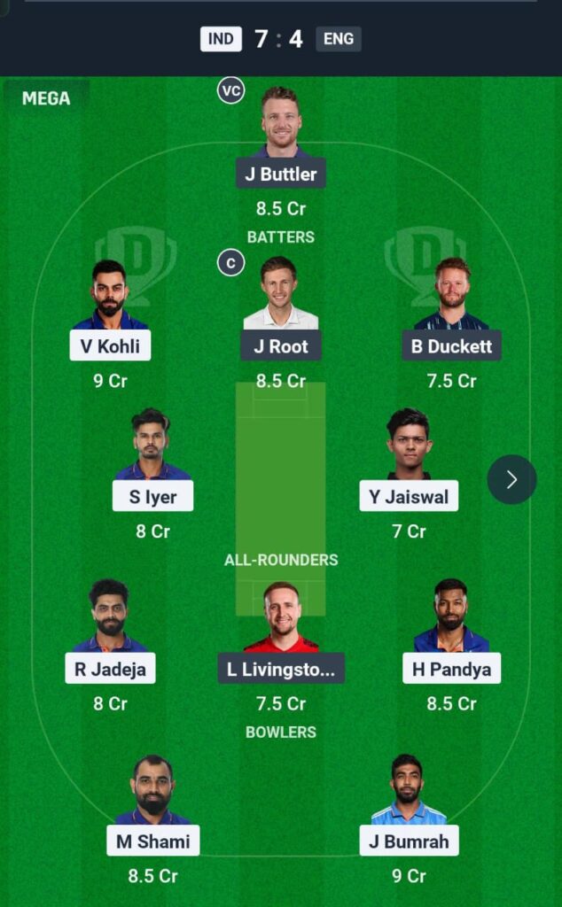 IND VS ENG 1st ODI Dream11 Prediction  - टीम सुझाव 2 